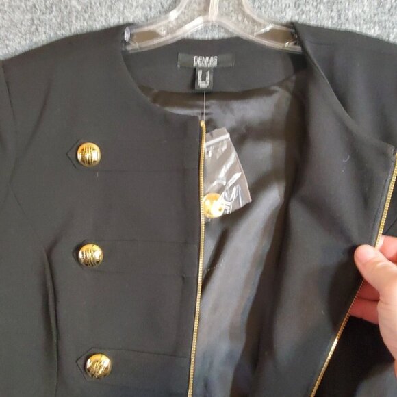 Dennis By Dennis Basso Black Womens Blazer With Gold accent Buttons Size Large - Picture 3 of 10